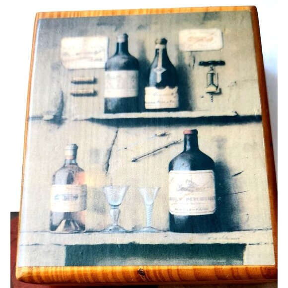 Vintage Greenbrier Coasters Set of 6 Coaster 4 1/2" x 3 1/2" Wood with Wood Box - Picture 1 of 6